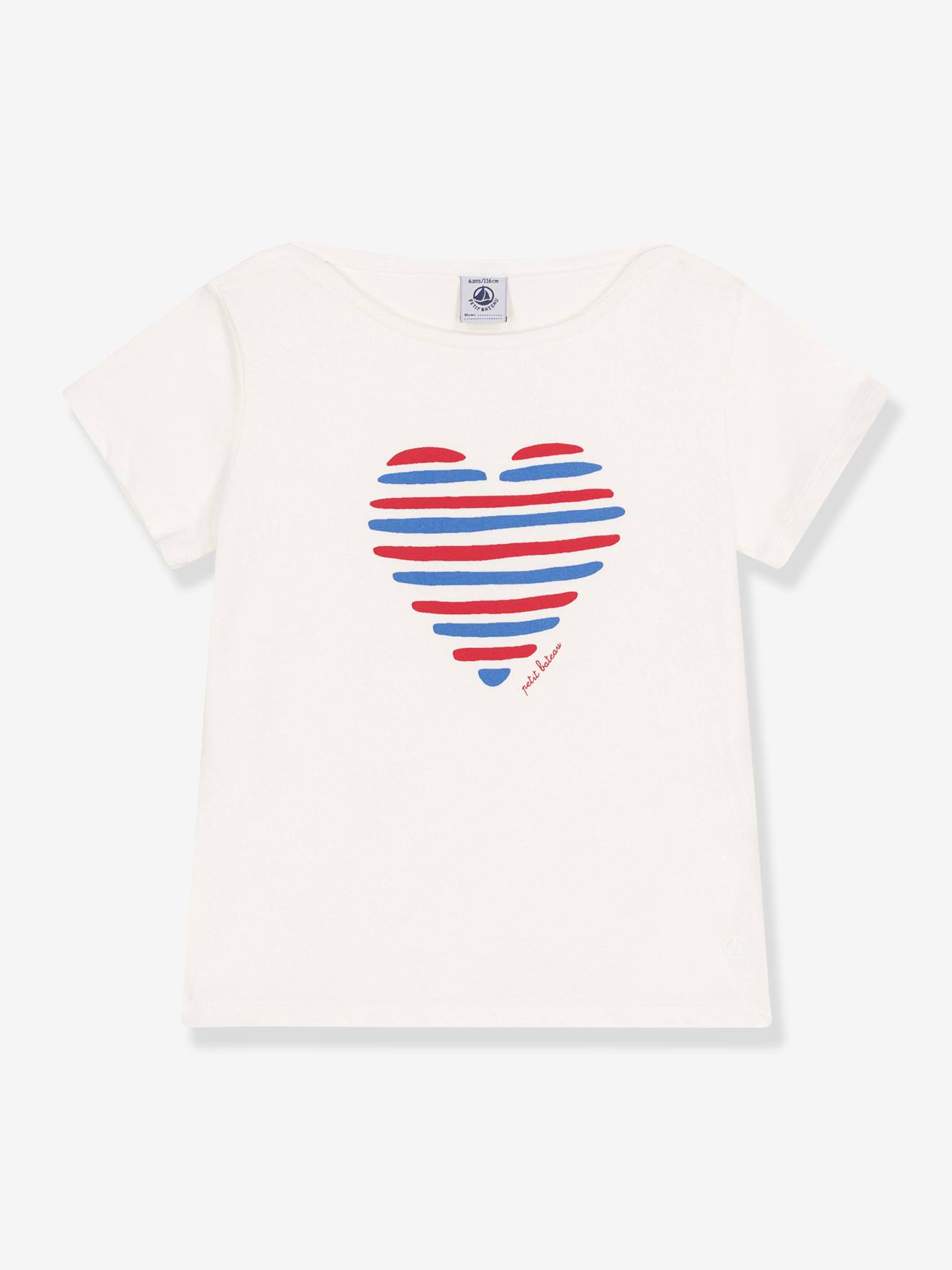 Tee-shirt enfant manches courtes coeur blanc