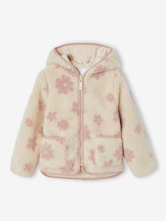 -Veste sherpa à capuche motifs fleurs pop fille