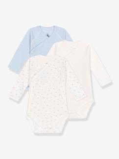 -Lot de 3 bodies croisés imprimés manches longues bébé PETIT BATEAU