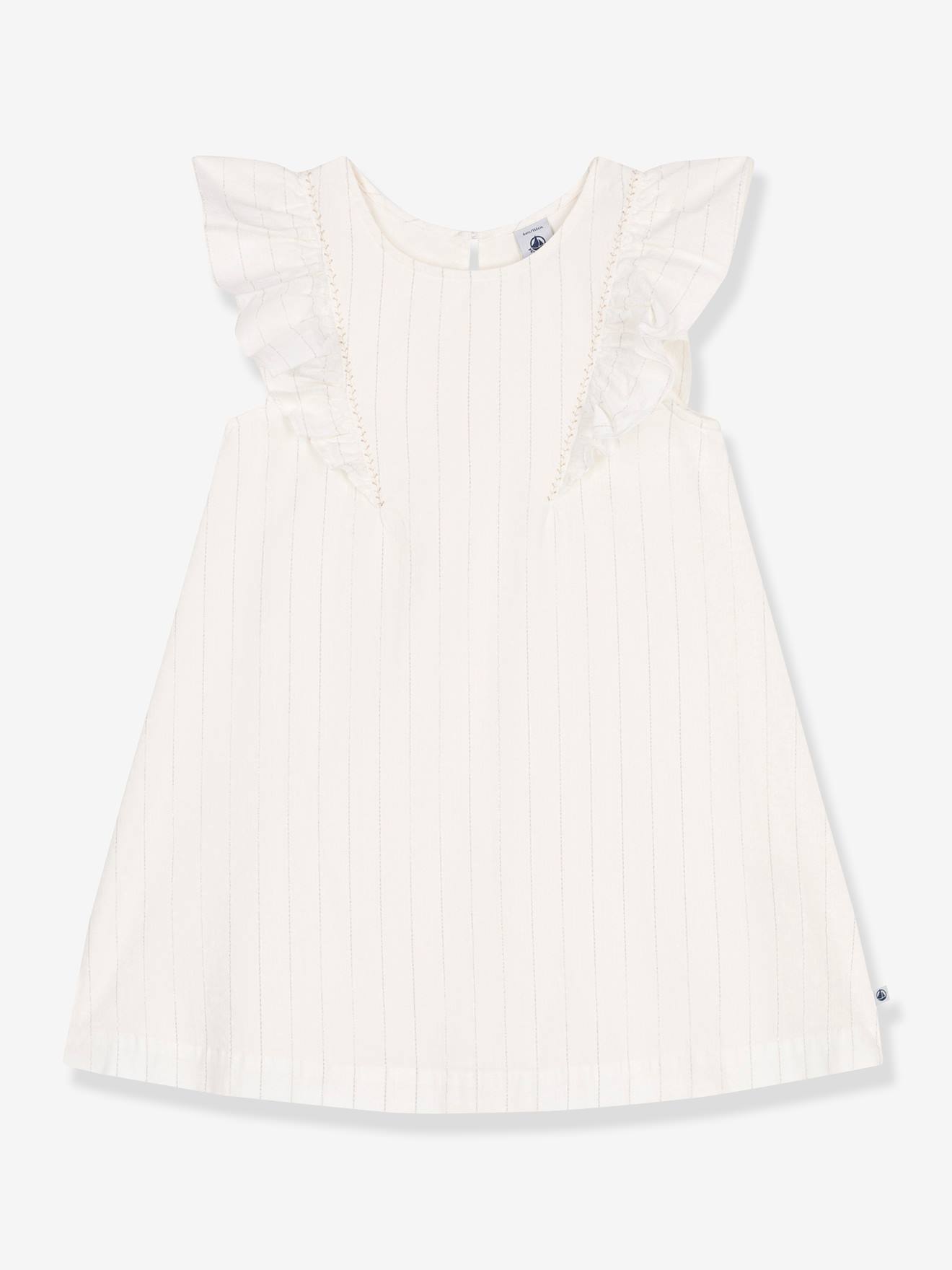 Robe enfant en coton manches courtes blanc