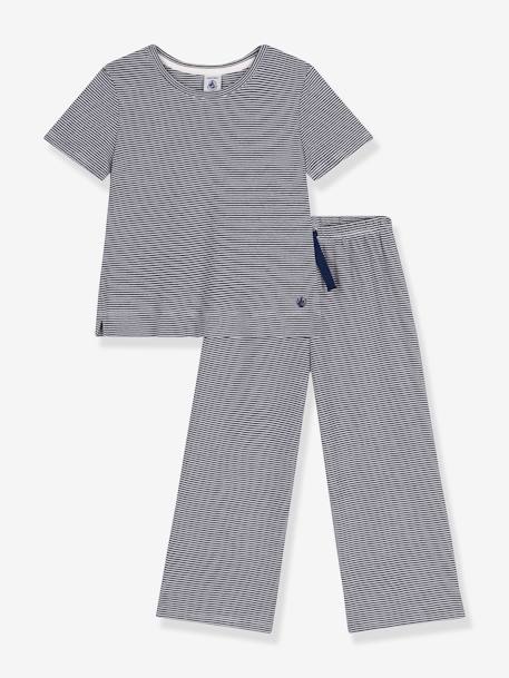 Fille-Pyjama, surpyjama-Pyjama enfant manches courtes jambes amples rayé PETIT BATEAU