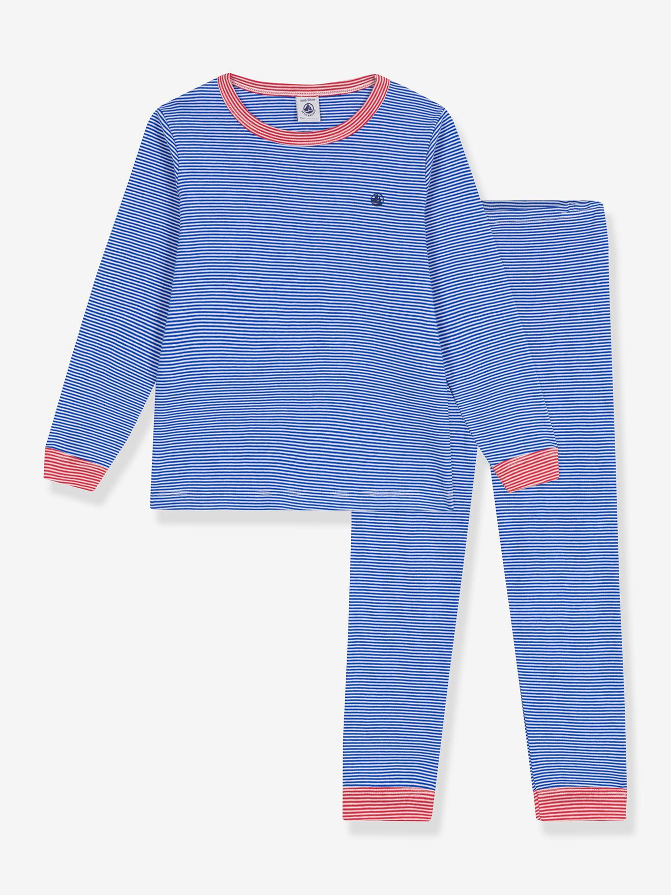 Pyjama en coton rayé enfant bleu