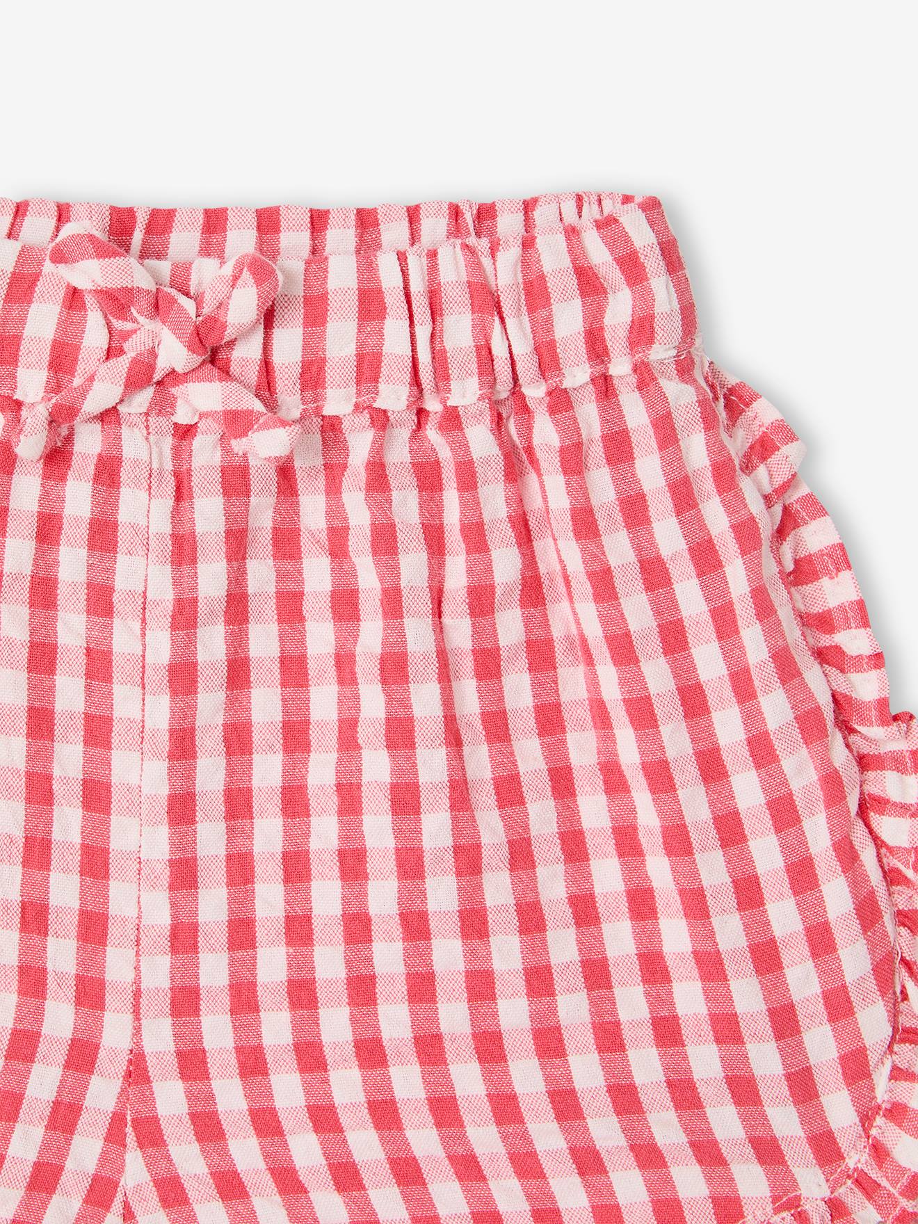 Short vichy en seersucker bébé carreaux rouge (Vertbaudet) - Image 2