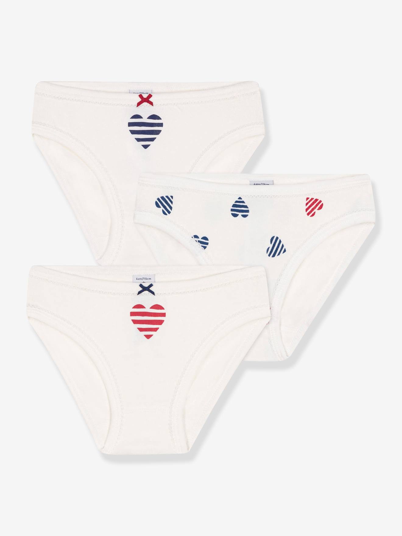 Lot de 3 culottes enfant en coton imprim coeurs blanc 14 €