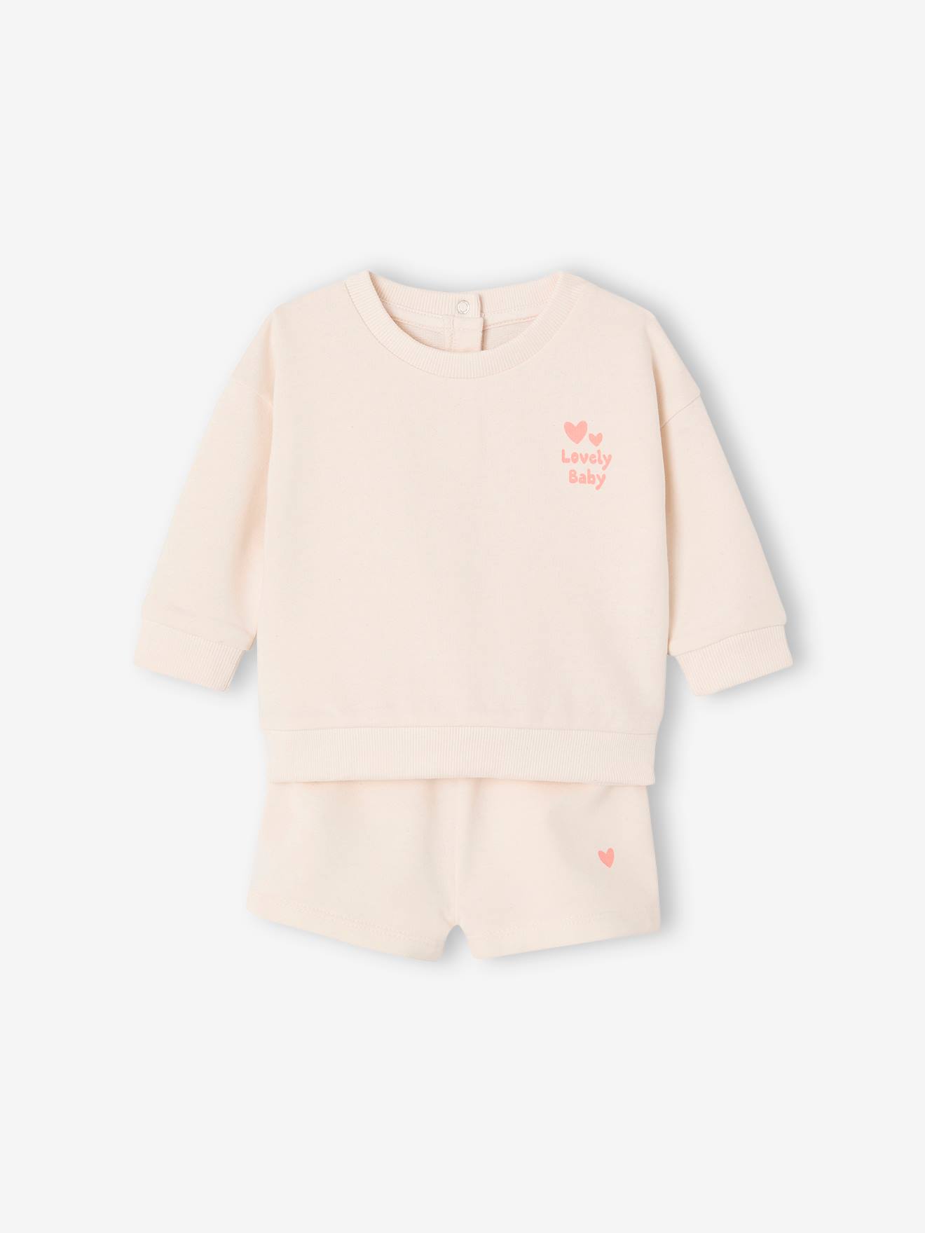 Ensemble sweat + short bébé écru