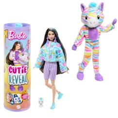 Jouet-Barbie-Barbie Cutie Reveal-Poupée zèbre Rêve Coloré avec 10 surprises HRK39