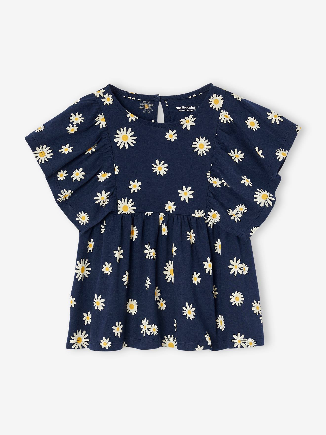 Tee-shirt blouse fille marine