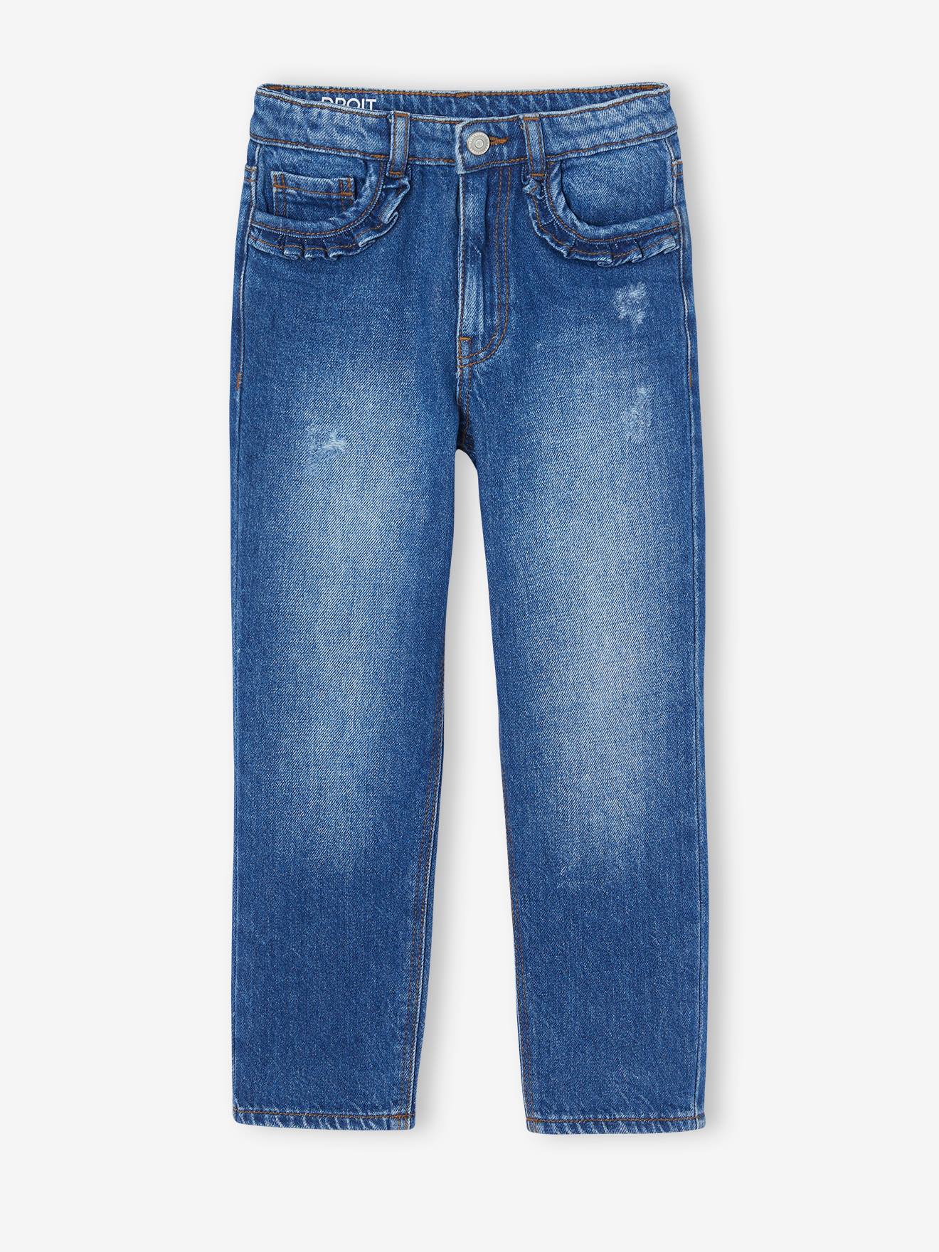 Jean fille droit MorphologiK tour de hanches Fin bleu fonc 13 €