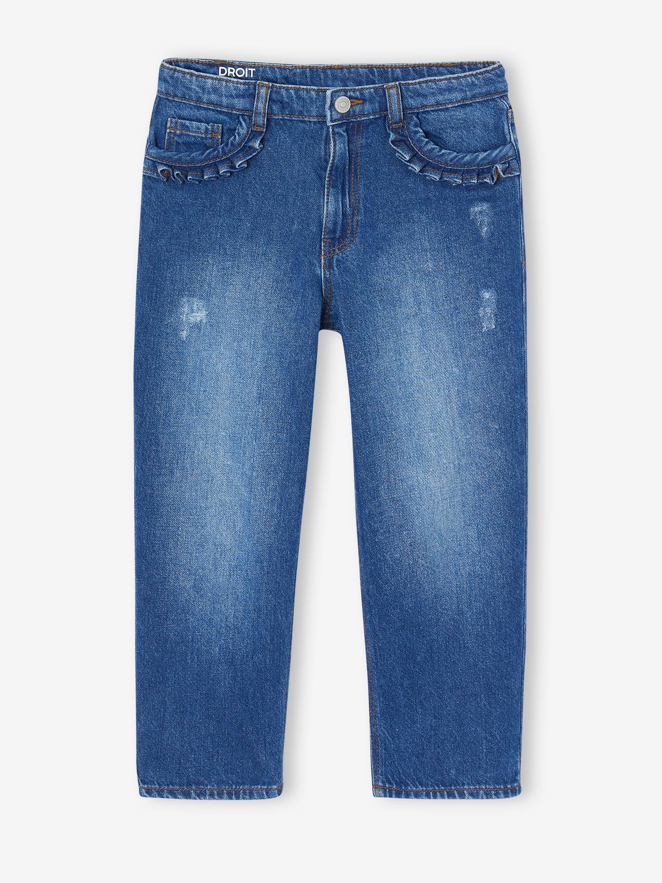 Jean droit Morpho fille Tour de hanches large bleu foncé