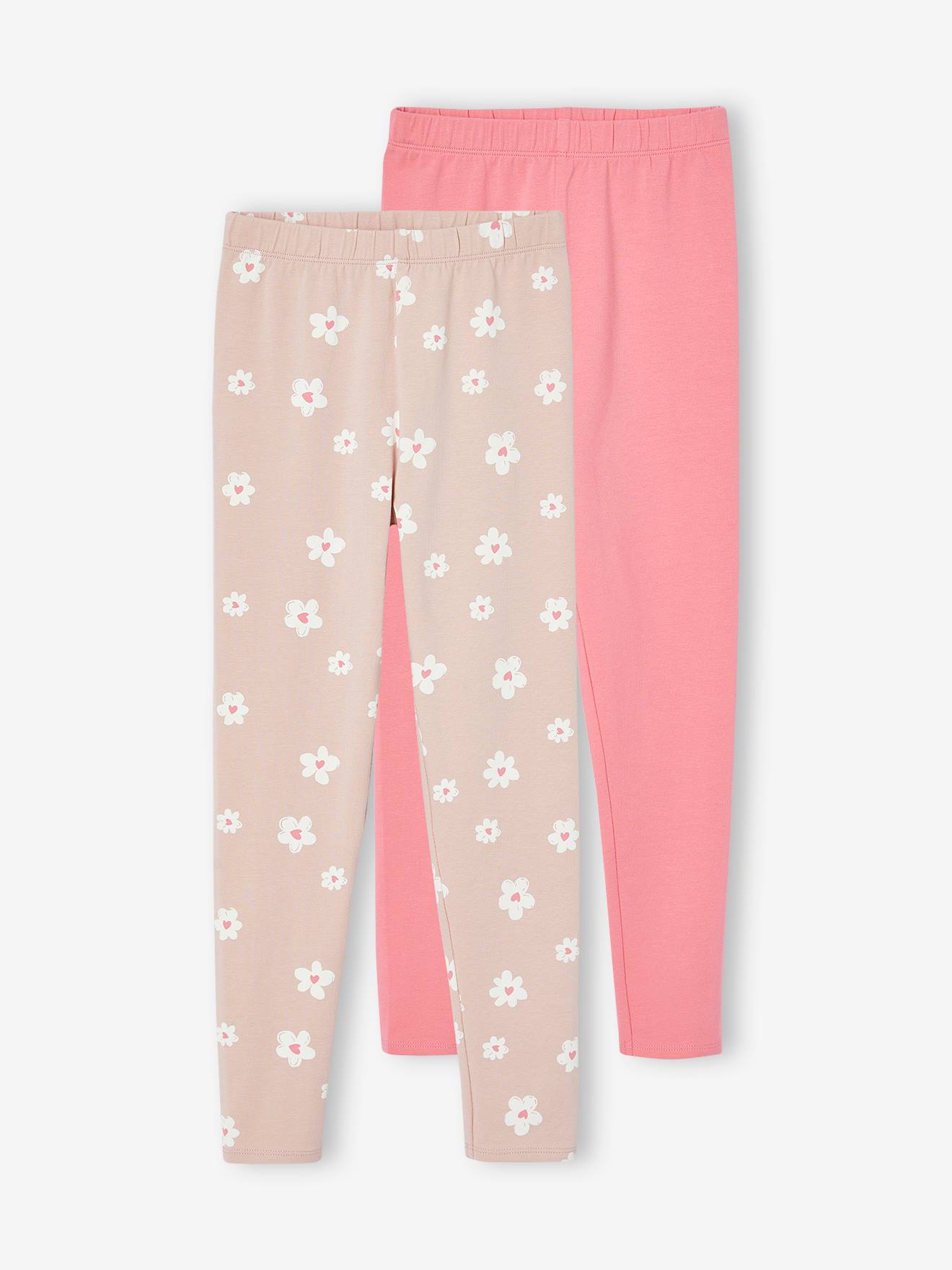 Lot de 2 leggings BASICS fille rose poudré