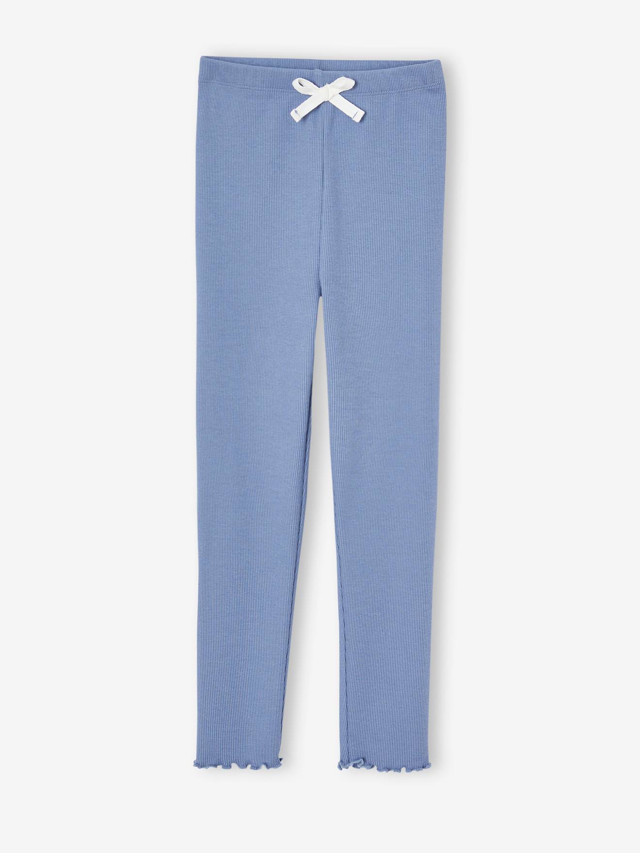 Legging imprimé en maille côtelée fille indigo
