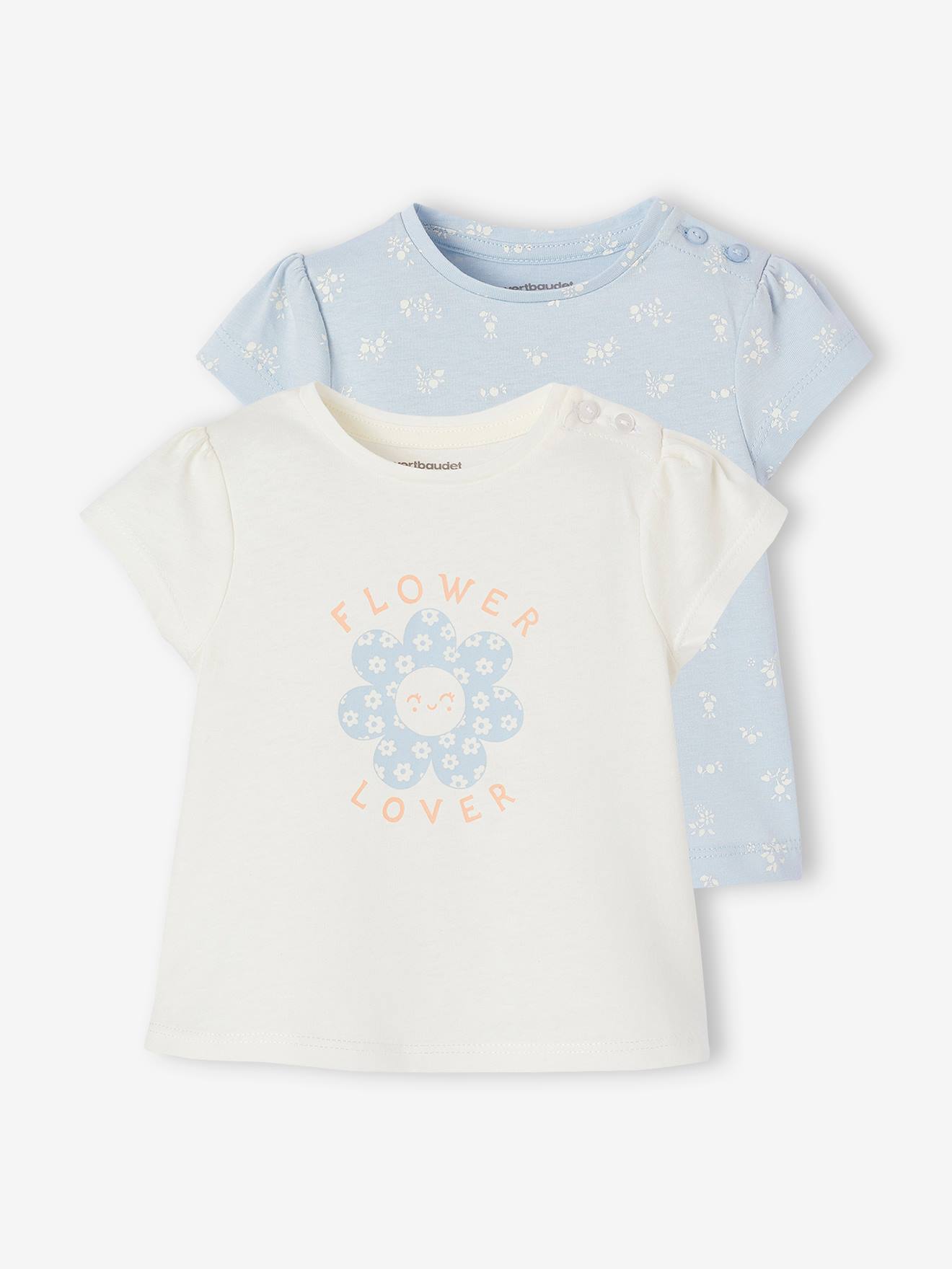 Lot de 2 t-shirts Basics bébé manches courtes bleu ciel