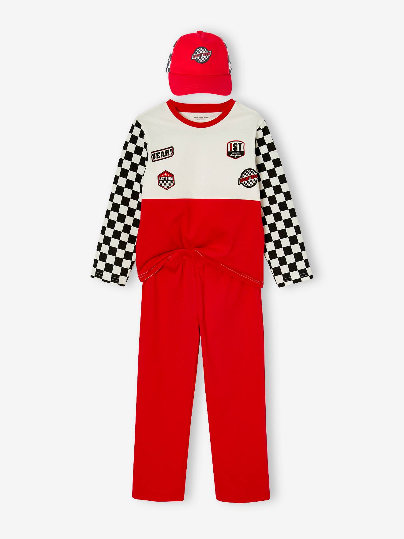 Pyjama garçon pilote de rallye + casquette rouge