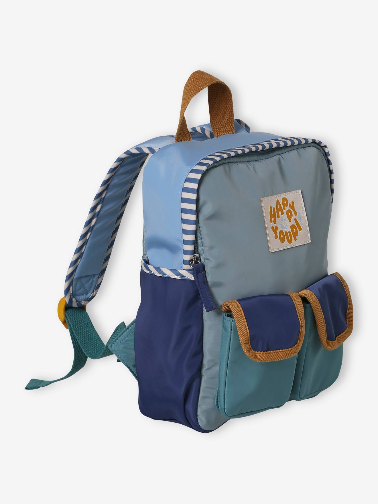 Sac à dos maternelle garçon vert/bleu ciel/ocre