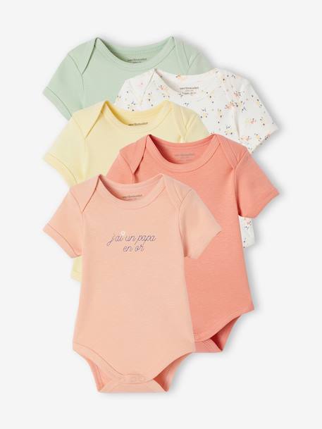 Bébé-Lot de 5 bodies bébé fille manches courtes coffret cadeau