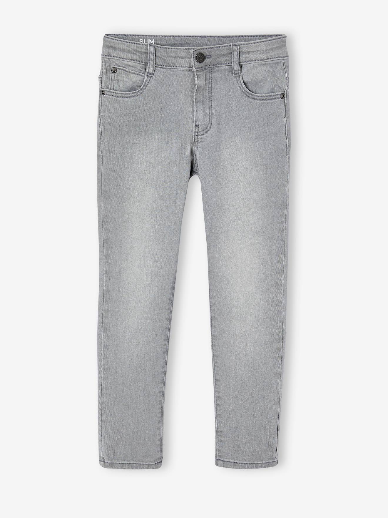 Jean garçon slim morphologique LARGE denim gris