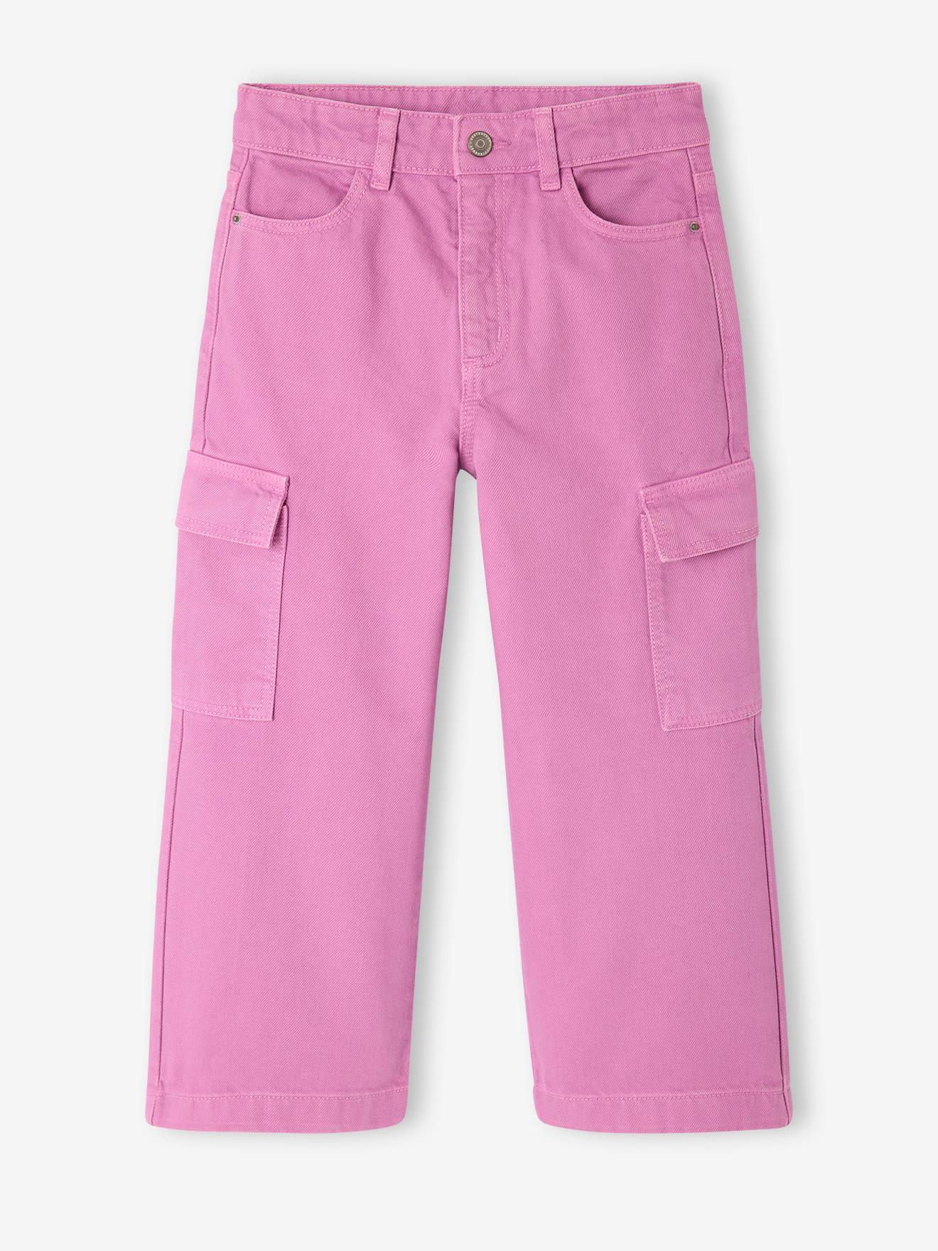 Pantalon cargo large fille violet