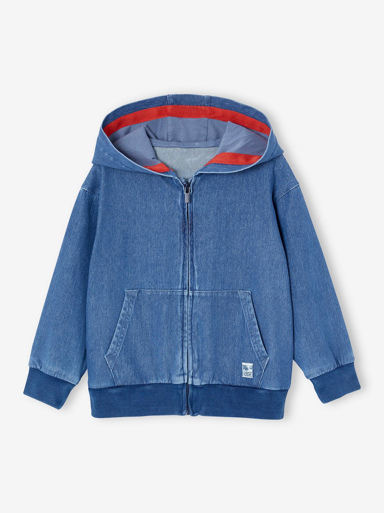 Sweat zippé avec poches couleur denim stone
