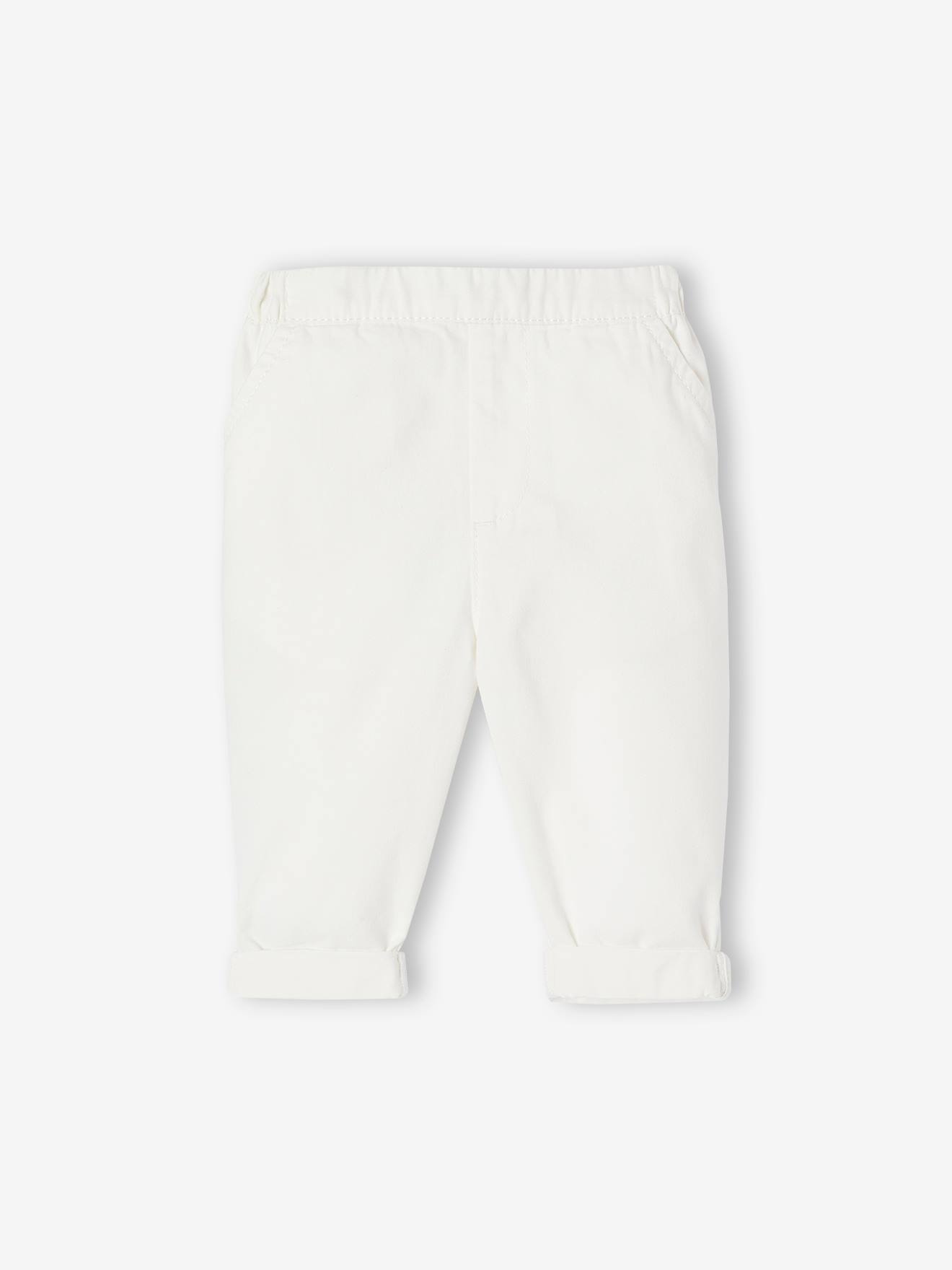 Pantalon léger effet lin bébé blanc