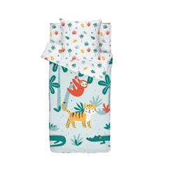 Linge de maison et décoration-Rechange Caradou® Animaux Jungle Parure de Lit Enfant : Couchage Tout-en-un sans couette - Spécial Lit Évolutif 90x140cm BLEU CALIN