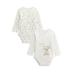 Lot de 2 bodies bébé manches longues ouverture croisée Baby Panda  - vertbaudet enfant