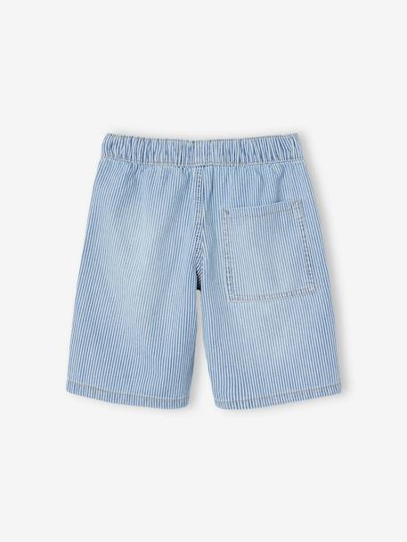Bermuda garçon jean facile à enfiler bleu imprimé+denim gris+double stone+rayé bleu+stone 21 - vertbaudet enfant 