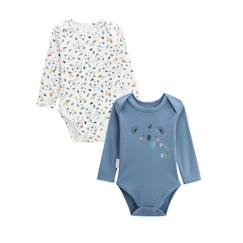 Bébé-Body-Lot de 2 bodies bébé - Coucou Koala - Bleu - Manches longues - Ouverture pressions - STANDARD 100