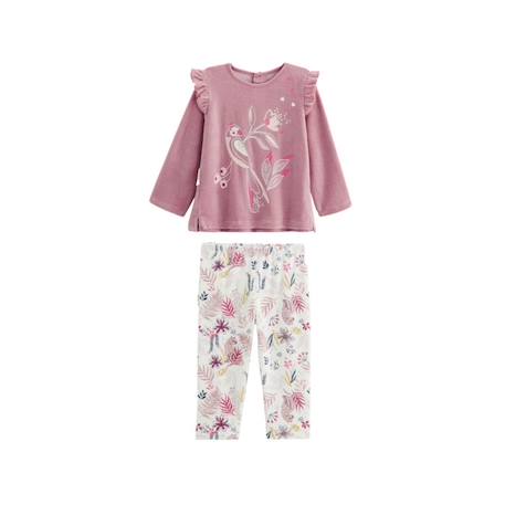 Bébé-Pyjama bébé 2 pièces en velours rose Louisa