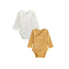 Bébé-Body-Lot de 2 bodies bébé - Émilie - Ouverture croisée - Couleur écru - Mixte - STANDARD 100 by OEKO-TEX®