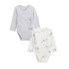 -Lot de 2 bodies bébé manches longues ouverture croisée Chatmallow