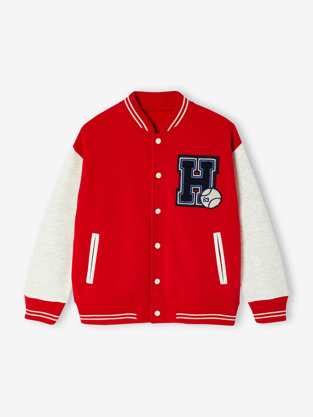 Sweat style teddy en molleton garçon badge en bouclettes. fraise