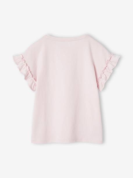 T-shirt fille motif fantaisie manches courtes volantées anthracite+jaune pâle+marine+rose pâle 14 - vertbaudet enfant 