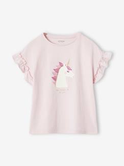 -T-shirt à motif irisé fille manches courtes volantées