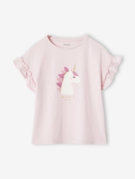 T-shirt fille motif fantaisie manches courtes volantées anthracite+jaune pâle+marine+rose pâle 13 - vertbaudet enfant 