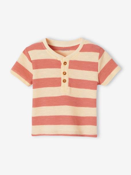 Bébé-T-shirt, sous-pull-T-shirt-T-shirt rayé bébé en maille nid d'abeille