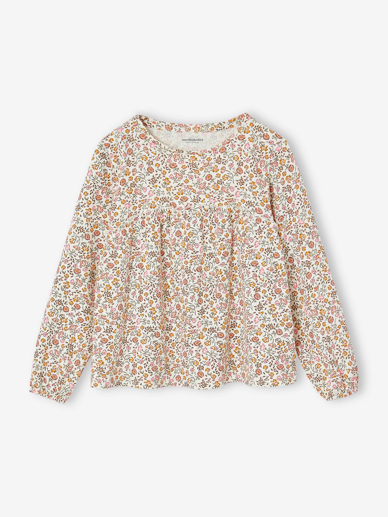 T-shirt blouse imprimé manches longues fille vanille
