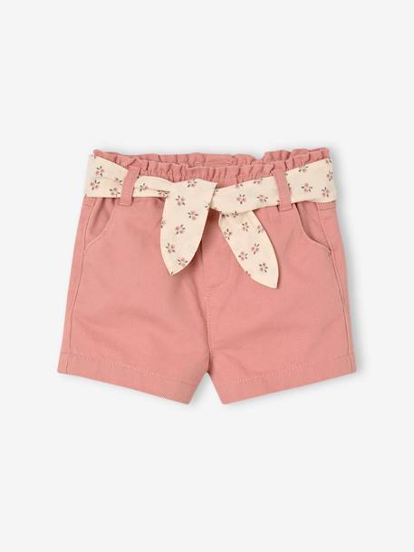 Bébé-Short-Short bébé fille paperbag avec ceinture imprimée