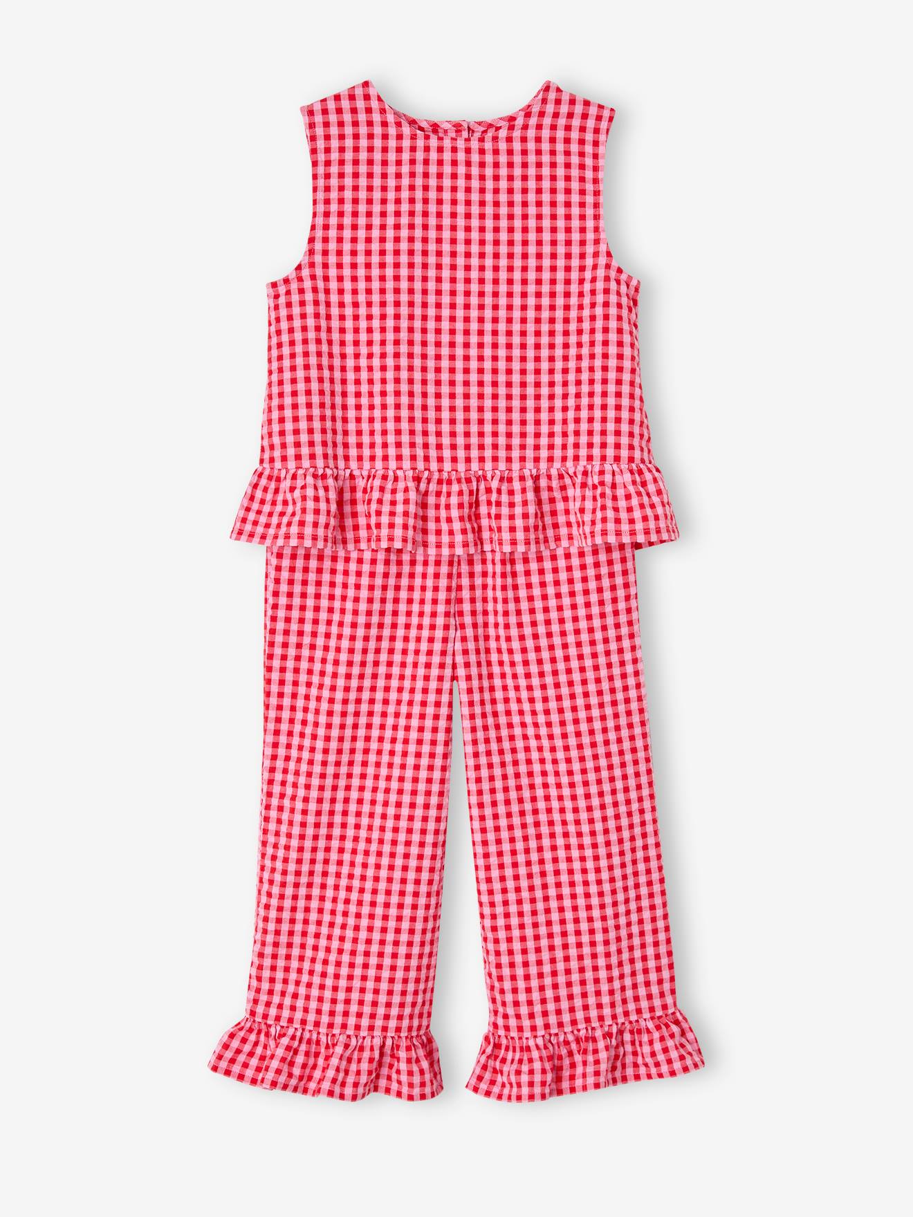 Ensemble blouse + pantalon 7/8ème fille rose bonbon