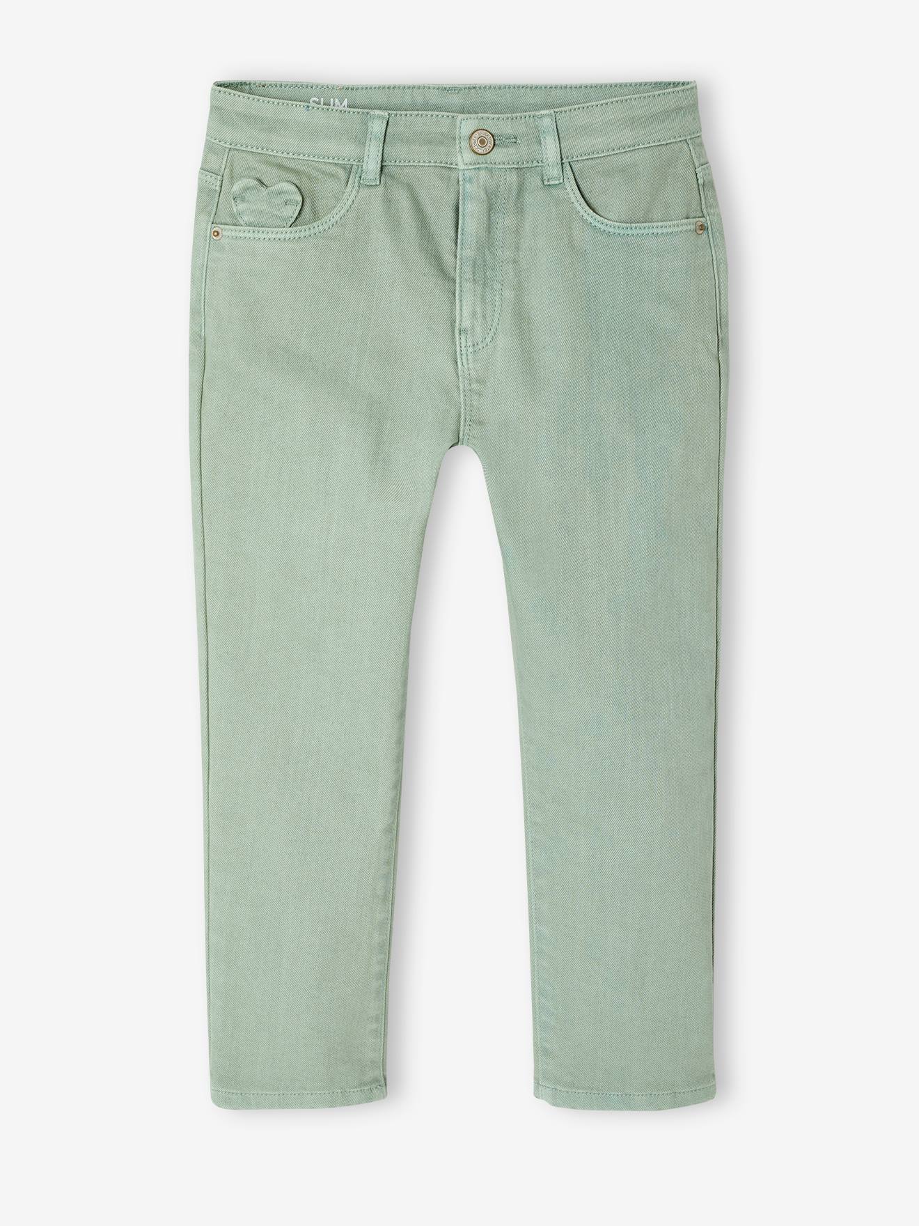 Pantalon slim fille morphologique large vert sauge 10 €