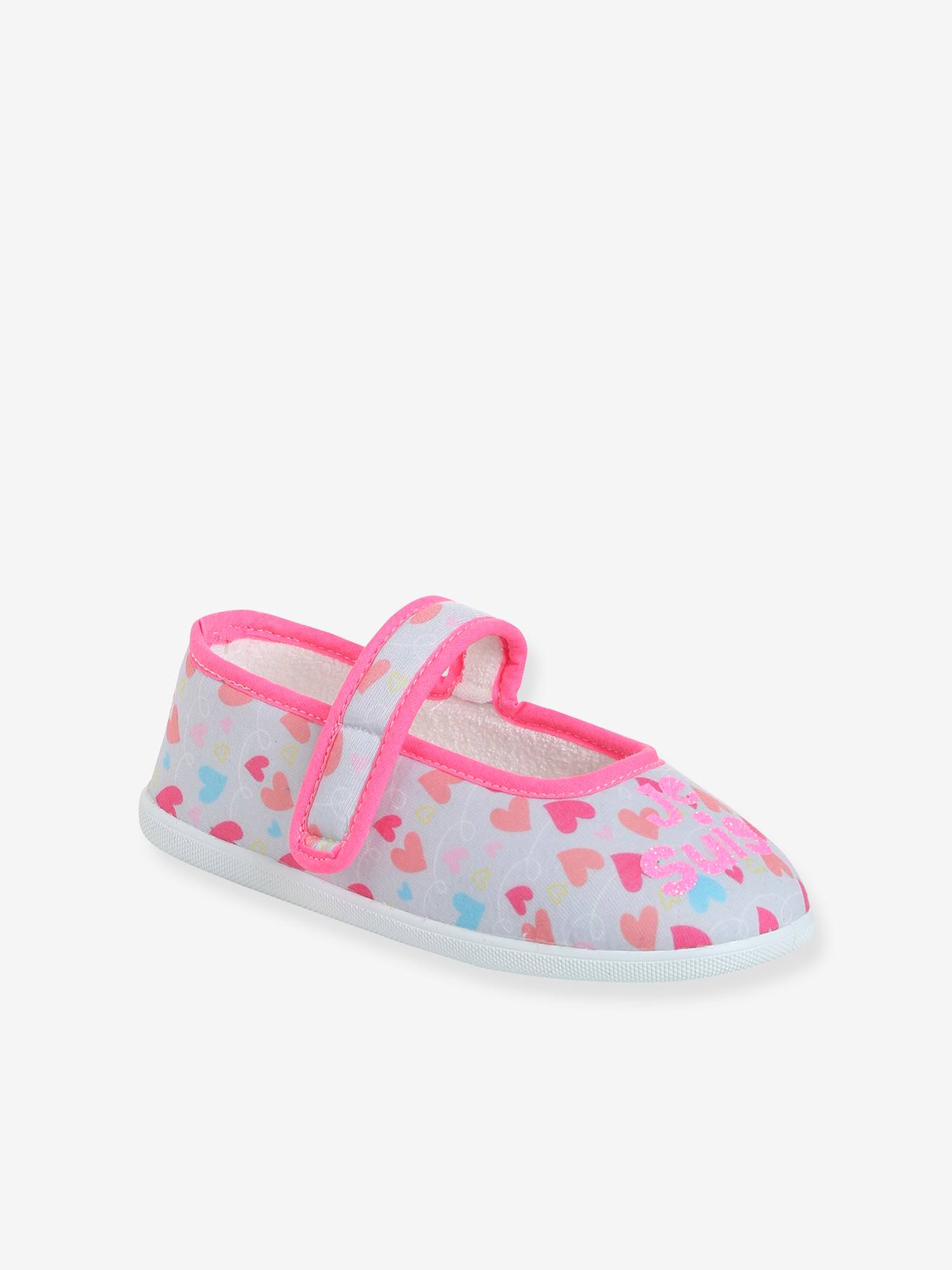 Chaussons ballerines scratchés enfant rose