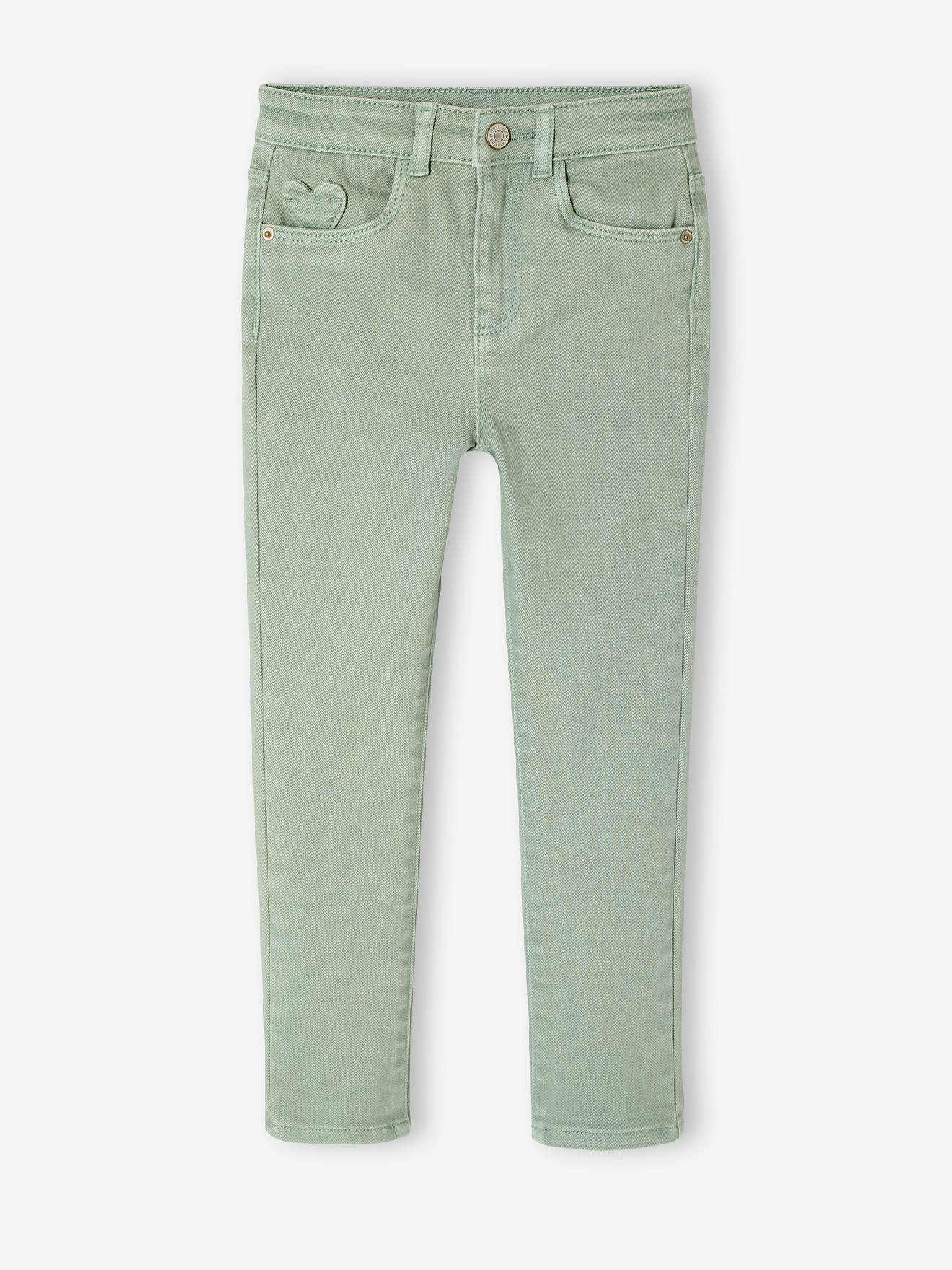 Pantalon slim morpho fin fille vert sauge