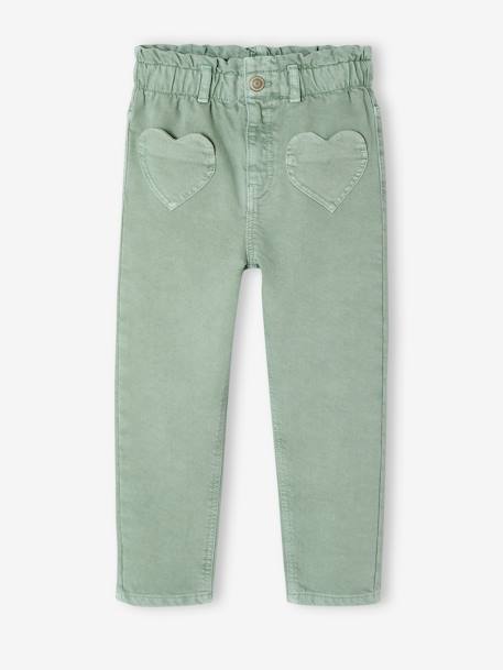Fille-Pantalon paperbag fille poches coeur