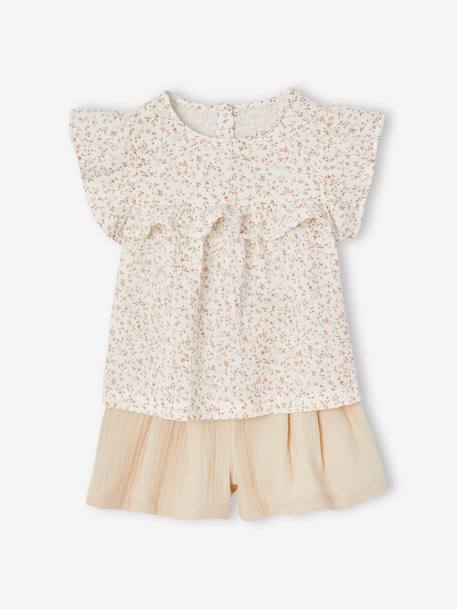 Ensemble cérémonie blouse et short en gaze de coton fille  - vertbaudet enfant