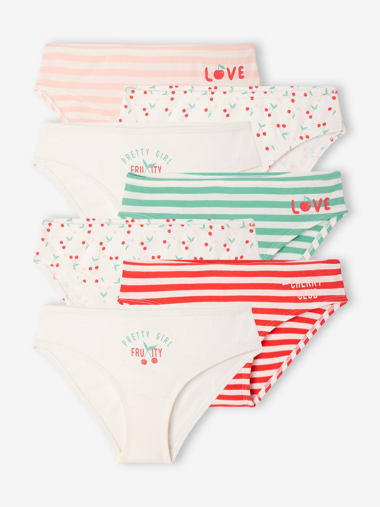 Lot de 7 culottes fille fantaisie écru