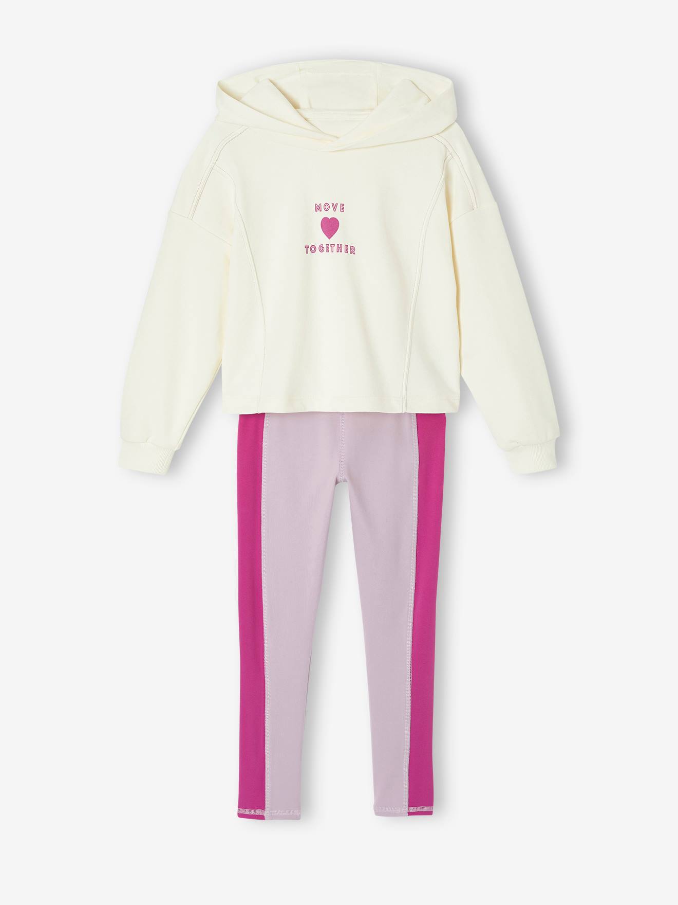 Ensemble sport sweat capuche + legging fille lilas