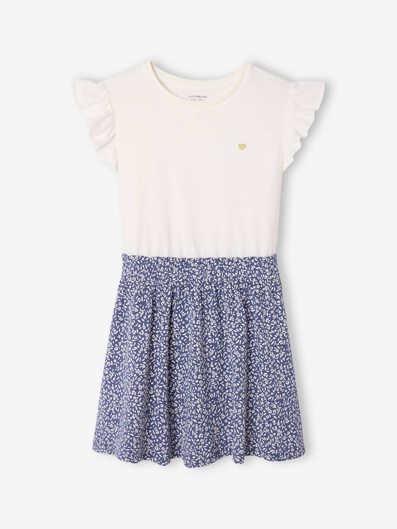 Robe fille effet 2 en 1 indigo