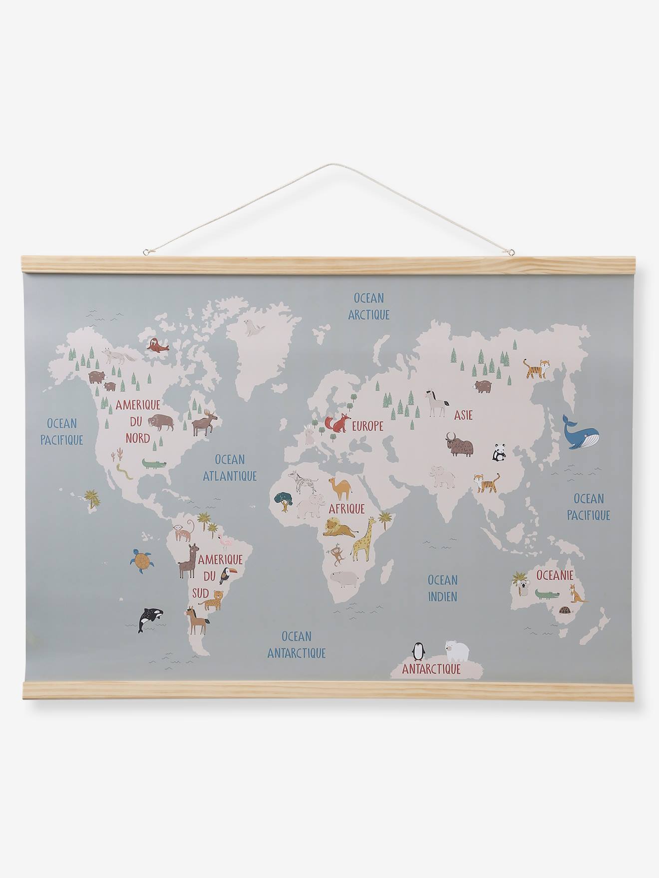 Carte mappemonde animaux murale bois (Vertbaudet) - Image 2