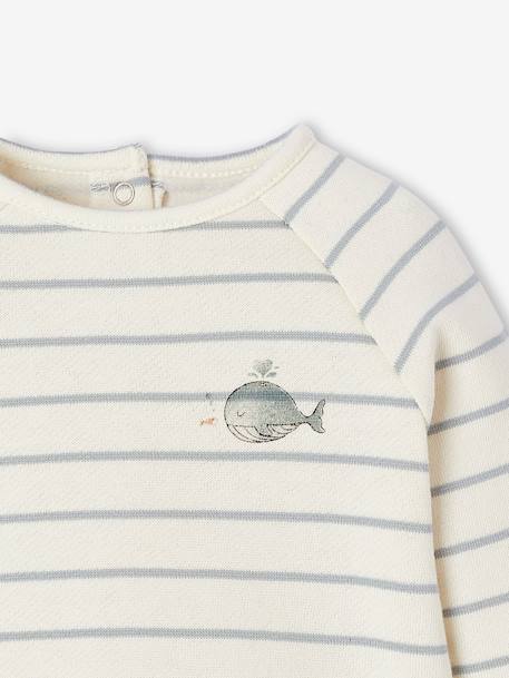 Ensemble bébé sweat et pantalon BEIGE CLAIR RAYE+rose pâle 6 - vertbaudet enfant 
