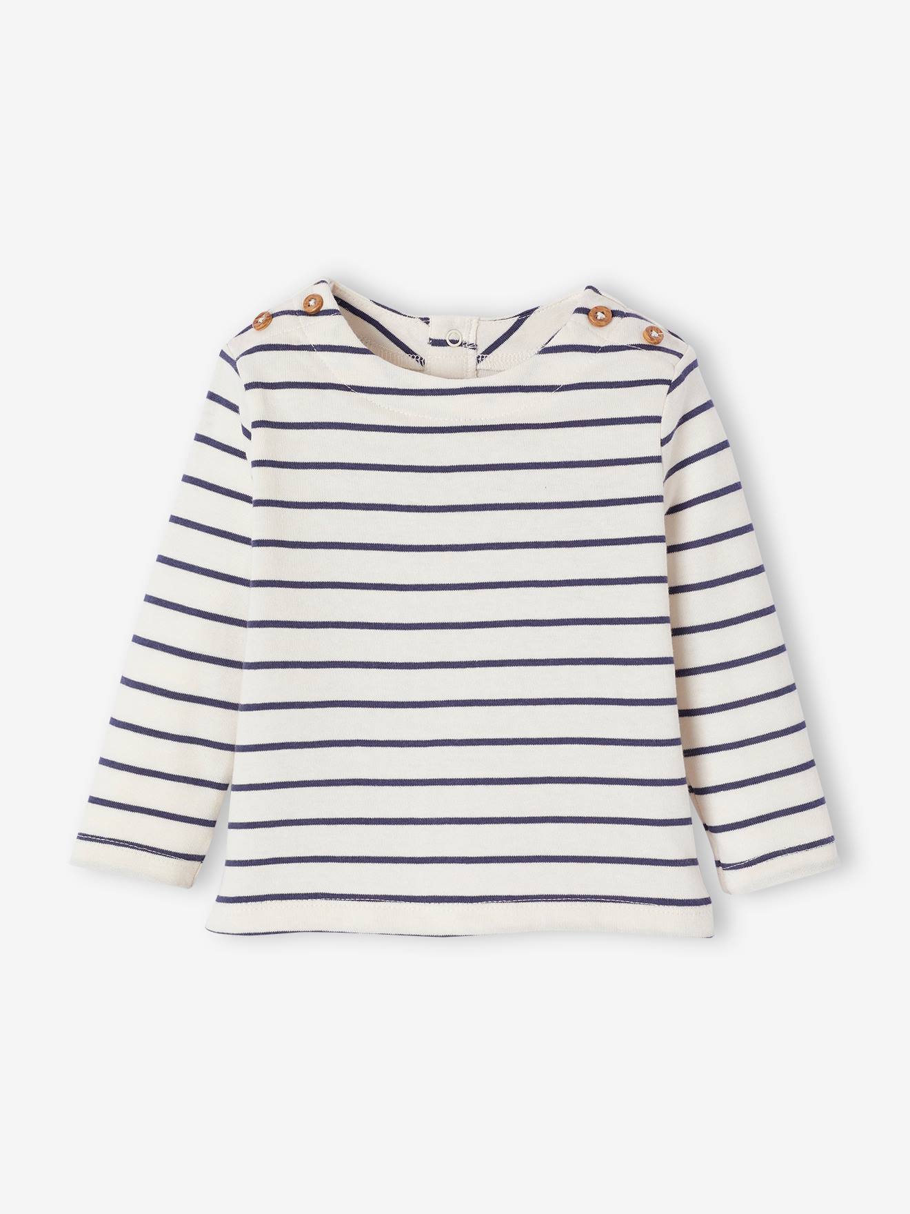 T-shirt rayé manches longues naissance écru