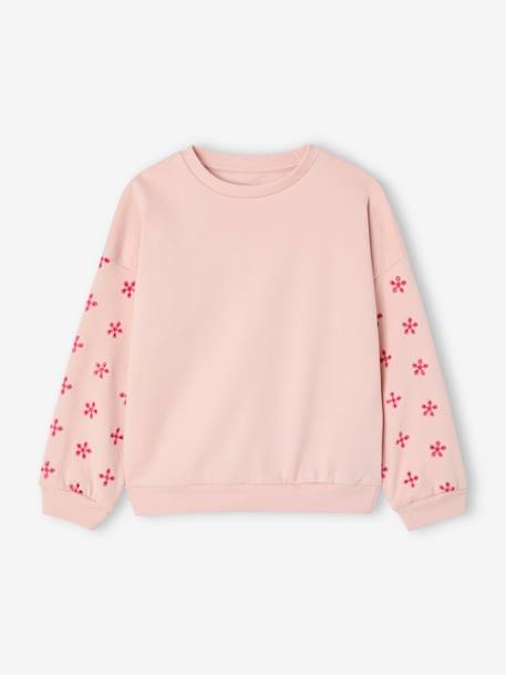 Fille-Sweat manches fleurs ajourées fille